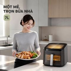 Nồi chiên không dầu Mishio MK473 7L - Quan sát món ngon qua cửa kính