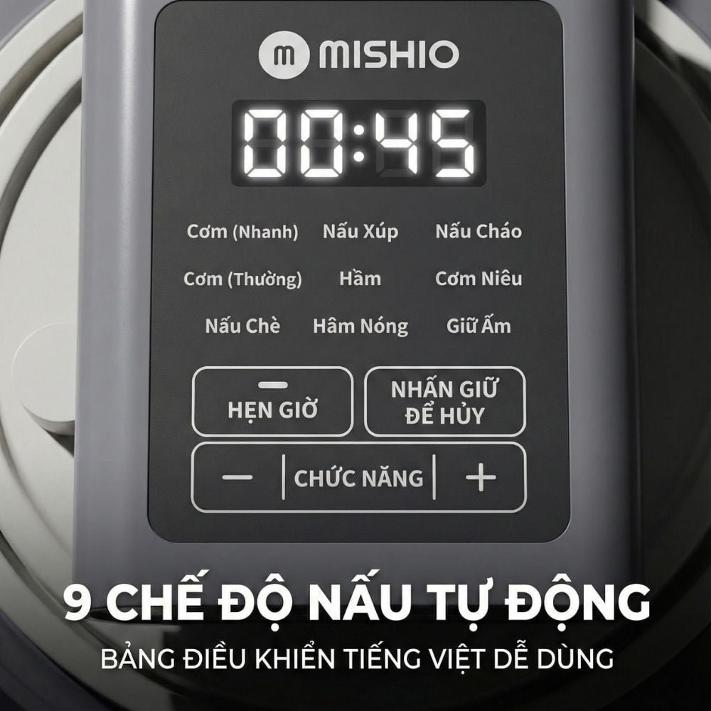 Nồi Cơm Điện Áp Suất Lòng Sứ Dưỡng Sinh Mishio MK396 dung tích 0.8L cho 1-2 người – Bí Quyết Cho Cơm Gạo Lứt
