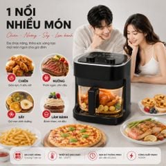 Nồi chiên không dầu thủy tinh Mishio MK373 | Dung tích 7 lít lòng nồi không bong tróc gỉ sét