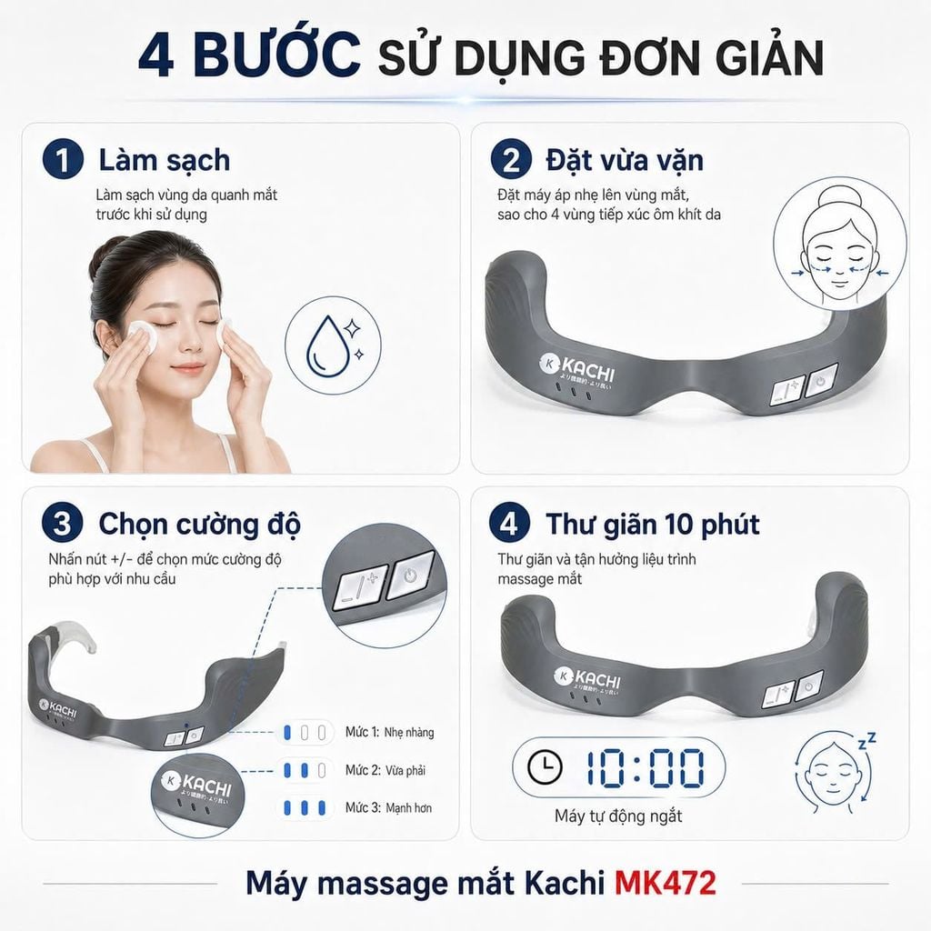 Máy Massage Mắt Kachi MK472: Giải Pháp Công Nghệ Đánh Bay Quầng Thâm và Ánh Sáng Đỏ Tăng Sinh Collagen