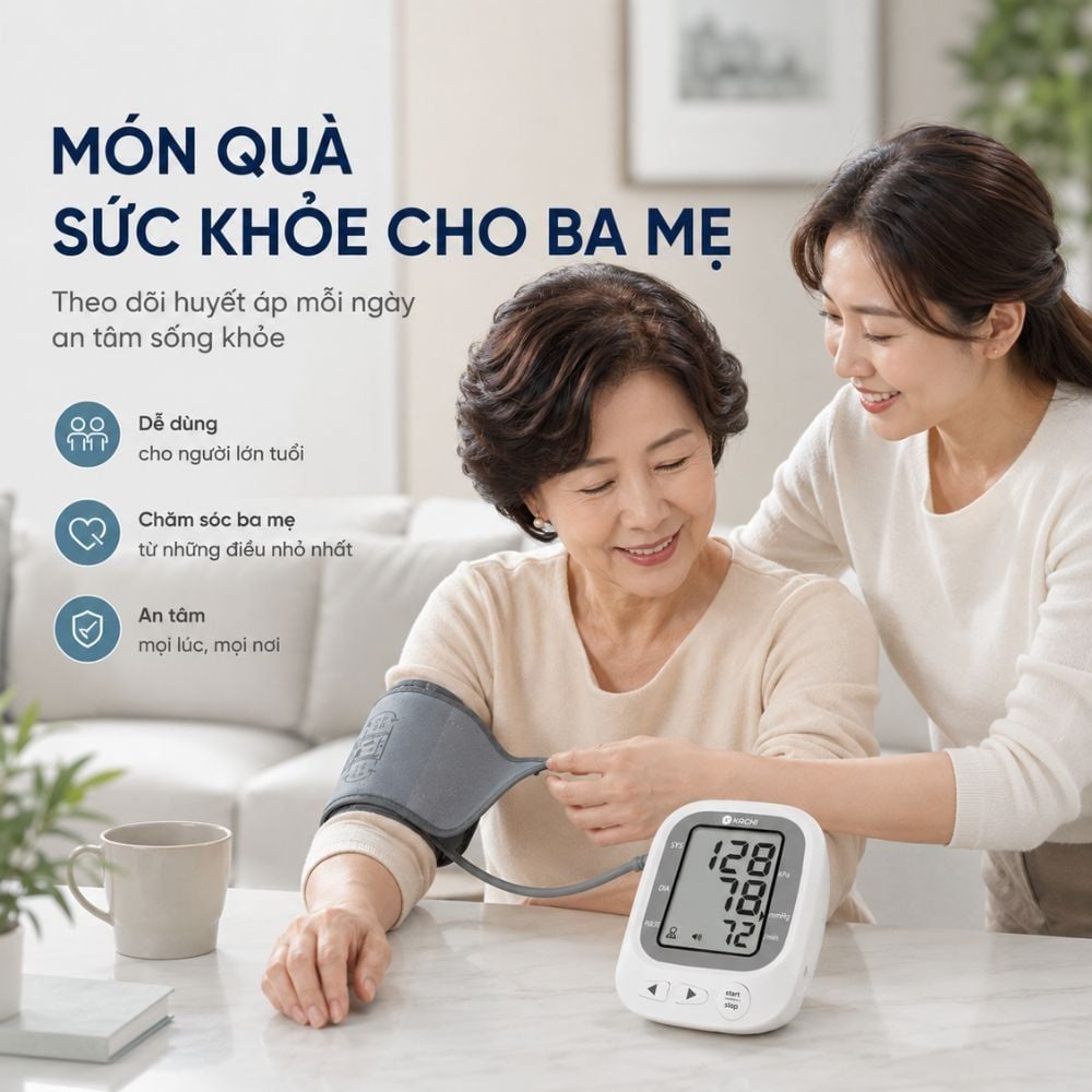 Máy đo huyết áp bắp tay Kachi JN-163B MK | Trợ lý AI đọc kết quả tiếng Việt | Hỗ trợ người cao tuổi mắt kém