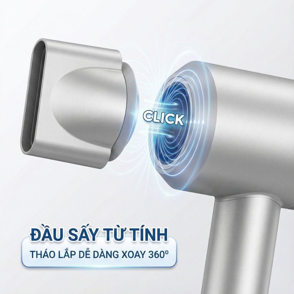 Máy Sấy Tóc Tốc Độ Cao Kachi ION (110.000 vòng/phút) - Sấy Nhanh, Chăm Sóc Tóc Ion Âm, Kiểm Soát Nhiệt NTC