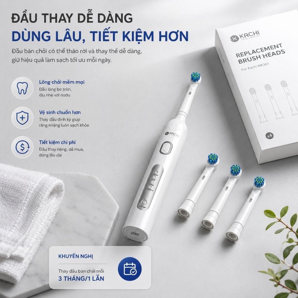 Bàn Chải Điện Đầu Xoay Tròn Kachi MK361