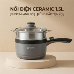 Nồi nấu đa năng Mishio MK321 |  Dung tích 1.5L kèm xửng hấp inox 304