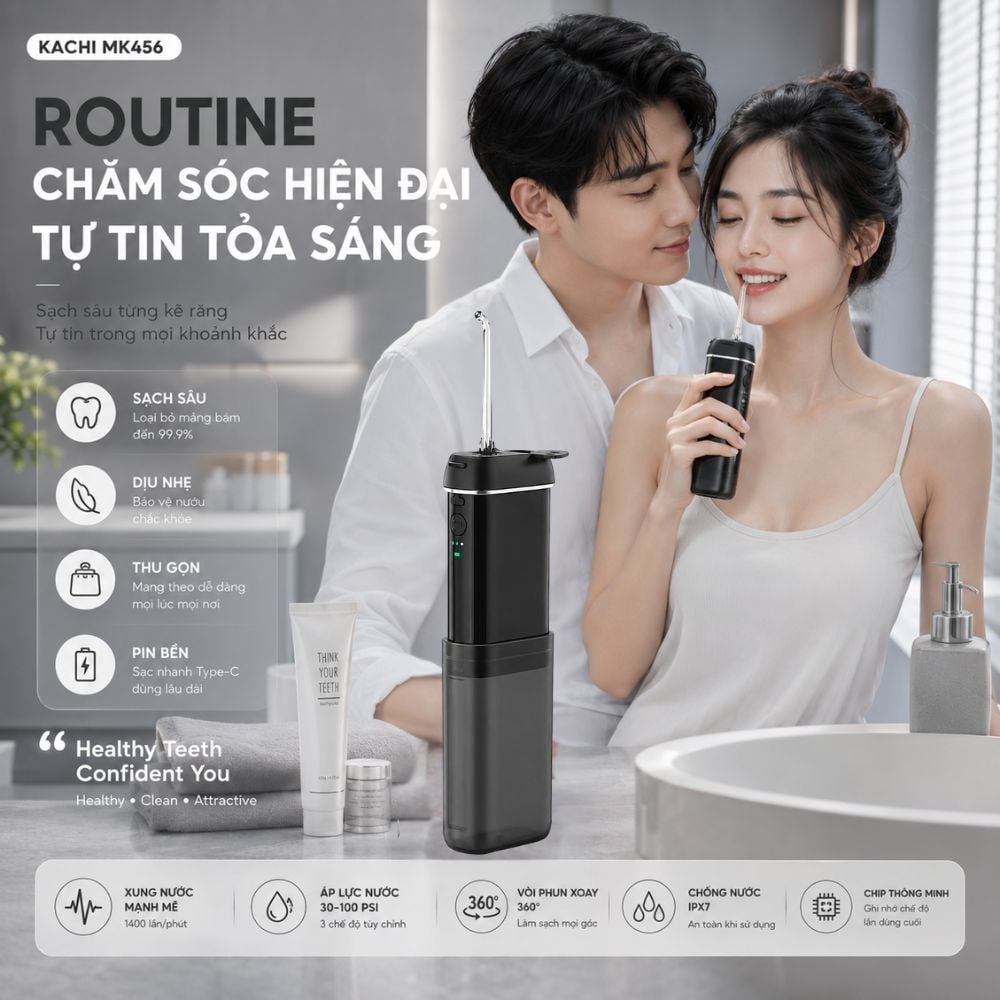 Máy Tăm Nước Không Dây Kachi MK456 – Giải Pháp Chăm Sóc Răng Miệng Nhỏ Gọn Bỏ Túi Dễ Dàng