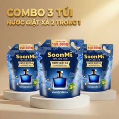 Nước Giặt Xả 2 Trong 1 Soonmi 3kg Đậm Đặc - Công Nghệ Hạt Lưu Hương Ngọc Trai Lên Tới 3 Tuần MK