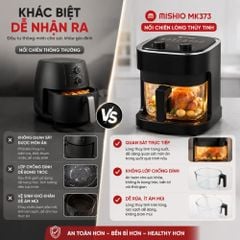 Nồi chiên không dầu thủy tinh Mishio MK373 | Dung tích 7 lít lòng nồi không bong tróc gỉ sét