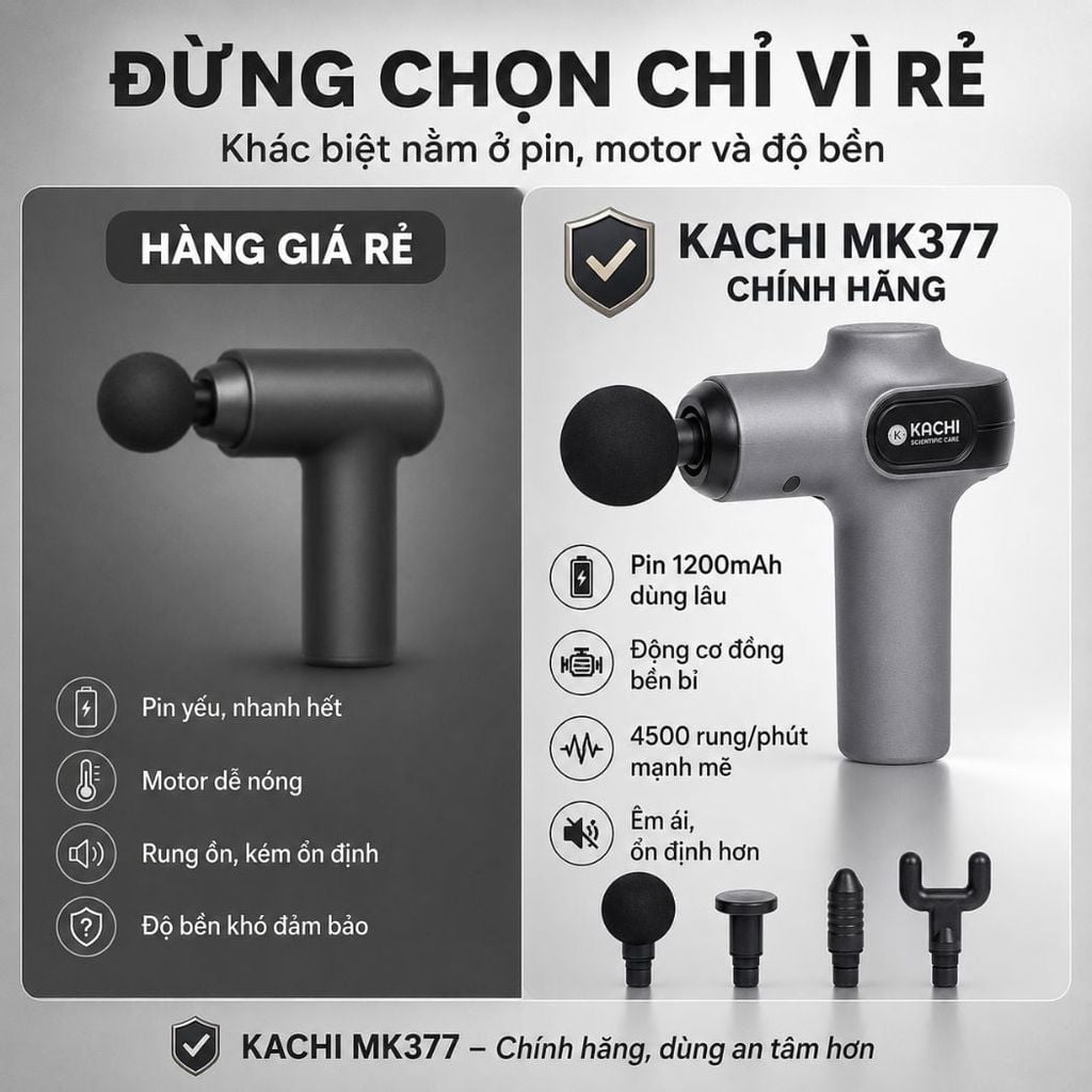 Máy massage cầm tay Kachi MK377 với 9 cấp độ rung
