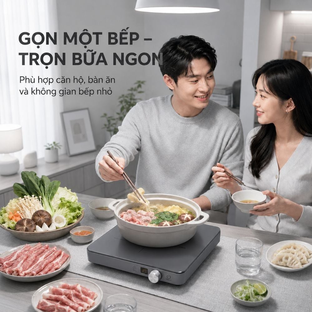 Bếp Từ Đơn Mishio MK448 Công Suất 2000W - Mặt Kính Kanger Hạng A