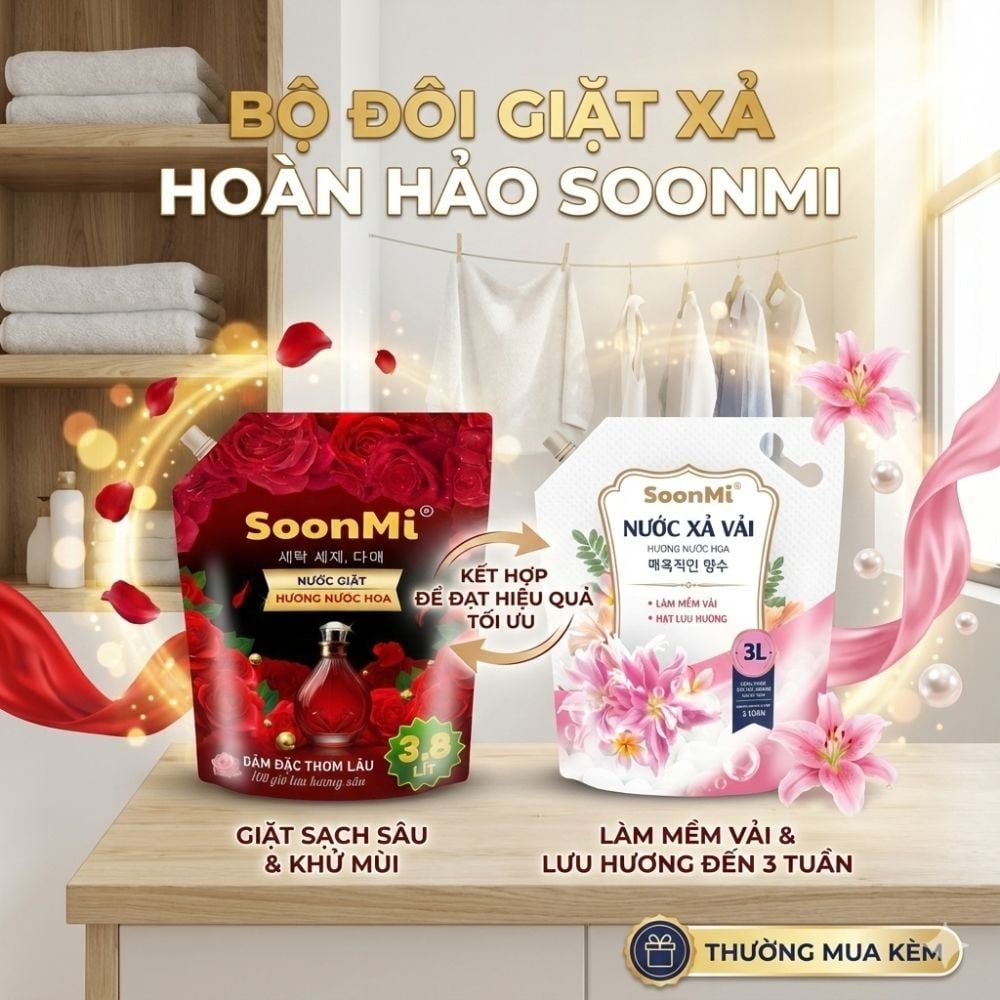 Nước giặt hương nước hoa Soonmi túi lớn 3.8L MK