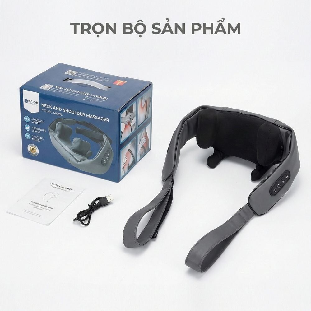 Máy massage cổ vay gáy 6D Kachi MK395 mô phỏng bàn tay người, chạy pin không dây tiện lợi