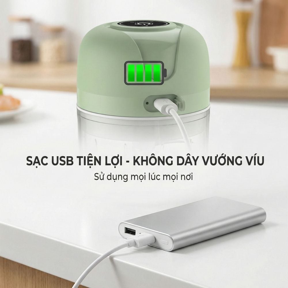 Máy Xay Tỏi Ớt Mini Chạy Pin Mishio MK420