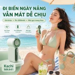 Quạt Cầm Tay Mini Kachi MK441 - Pin Khủng 3000mAh, Màn Hình LED Hiển Thị, 6 Cấp Độ Gió (Bảo Hành 18 Tháng)