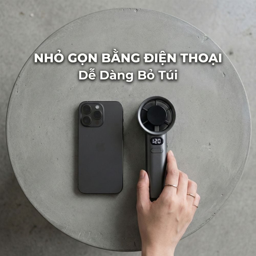 Quạt Cầm Tay Kachi MK442 – 120 Cấp Độ Gió Tuabin, Màn Hình LED Hiển Thị Pin, Bảo Hành 18 Tháng