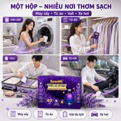 Nước xả cô đặc - Giấy Thơm Quần Áo SoonMi Hương Lavender - Nước Xả Cô Đặc Cho Máy Sấy (Hộp 40 Tờ) MK