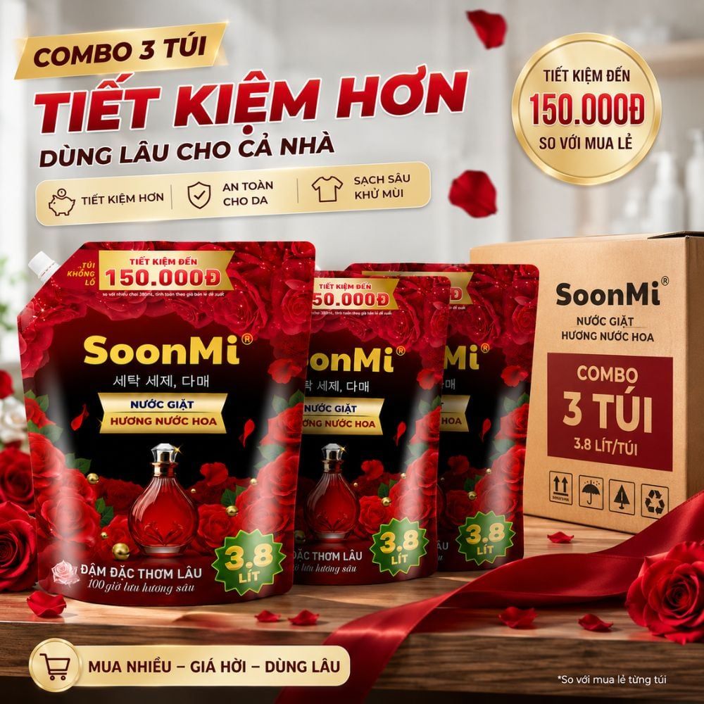 Hình ảnh chi tiết: Nước giặt hương nước hoa Soonmi túi lớn 4KG – Dung tích 3.8L MK