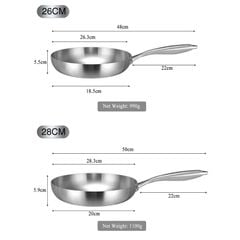 Chảo Inox đáy từ 3 Lớp Mishio (Size 22, 24, 26, 28, 30cm) MK433, MK434, MK435, MK436, MK437 – Đúc Nguyên Khối, Đáy Từ, An Toàn Vượt Trội