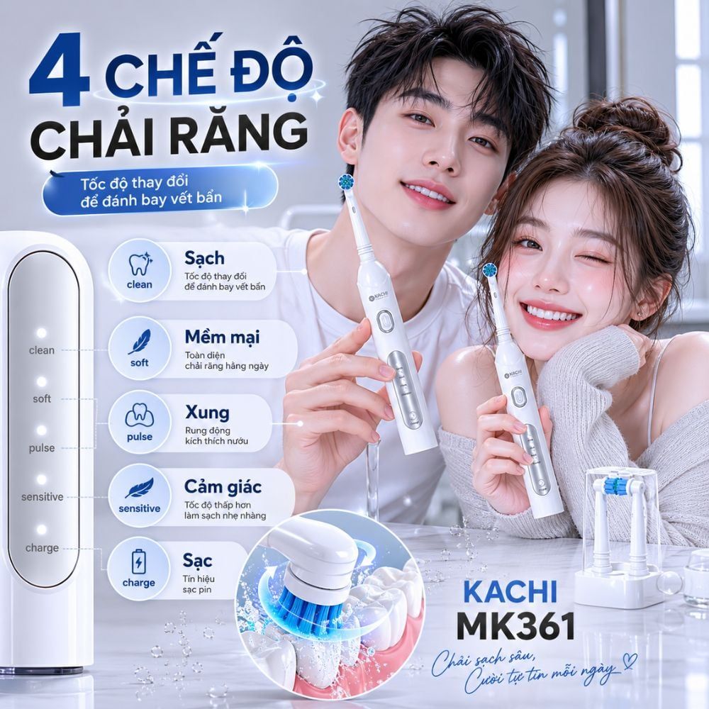 Bàn Chải Điện Đầu Xoay Tròn Kachi MK361