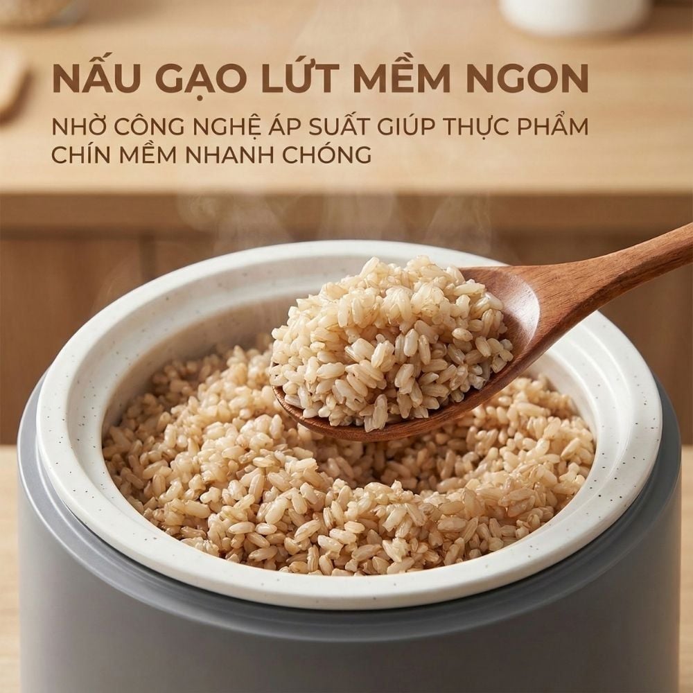 Nồi Cơm Điện Áp Suất Lòng Sứ Dưỡng Sinh Mishio MK396 dung tích 0.8L cho 1-2 người – Bí Quyết Cho Cơm Gạo Lứt
