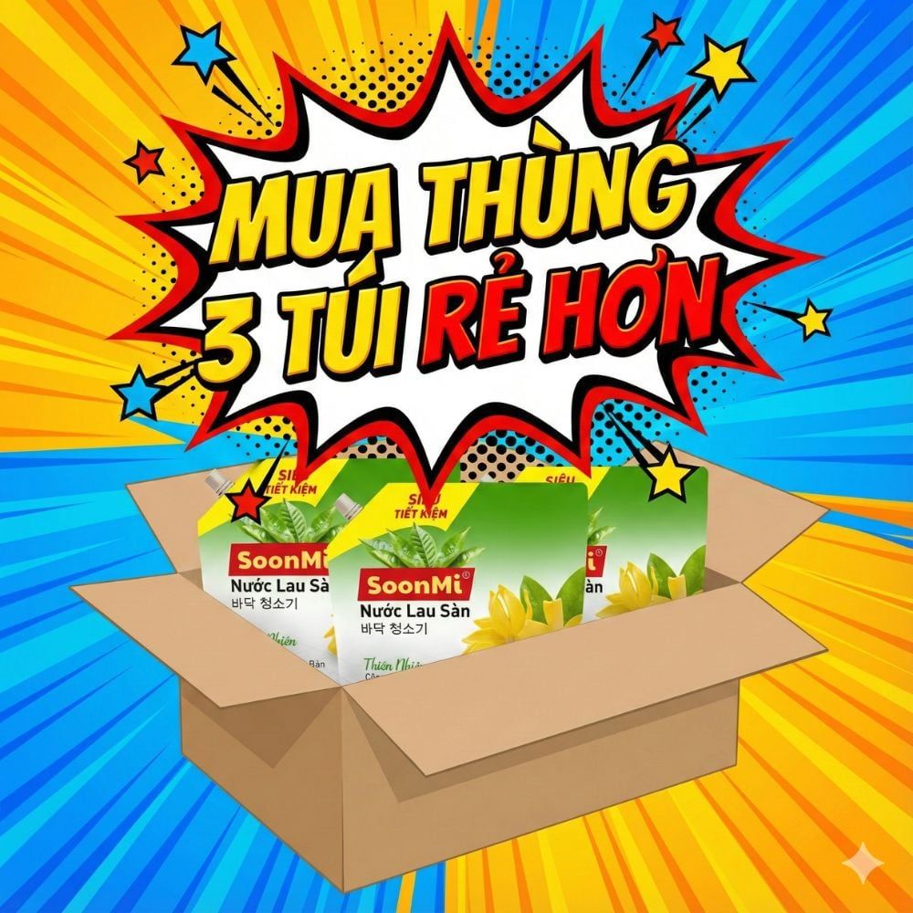 Nước Lau Sàn Soonmi 3kg Dạng Túi - Sạch Bóng, Khử Khuẩn, Thơm Mát | Siêu Tiết Kiệm MK