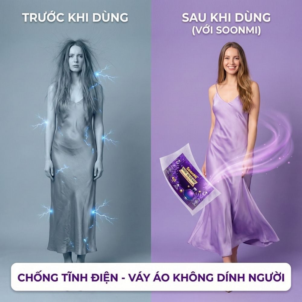 Nước xả cô đặc - Giấy Thơm Quần Áo SoonMi Hương Lavender - Nước Xả Cô Đặc Cho Máy Sấy (Hộp 40 Tờ) MK