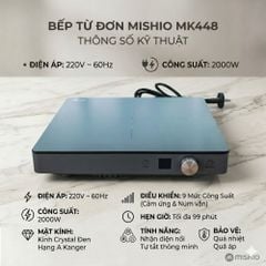 Bếp Từ Đơn Mishio MK448 Công Suất 2000W - Mặt Kính Kanger Hạng A