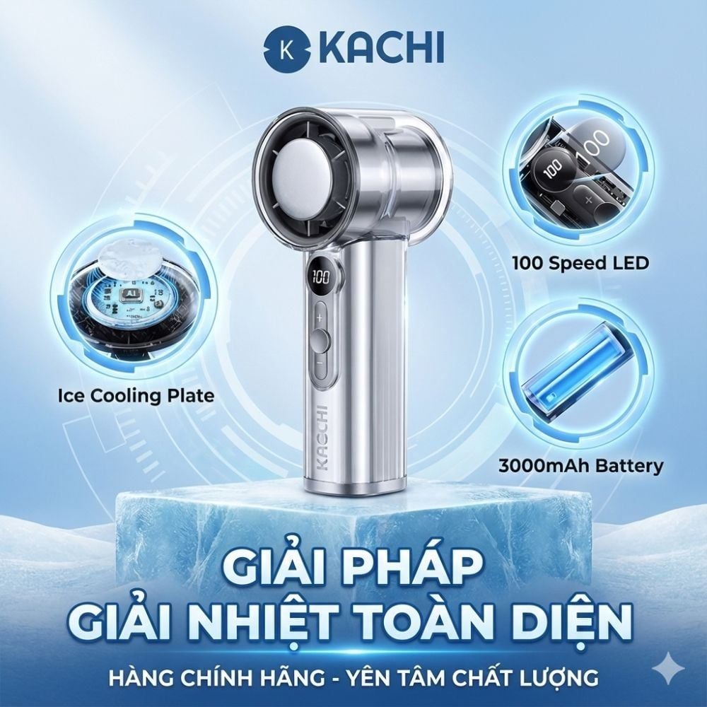 Quạt Sò Lạnh Cầm Tay Kachi MK419: Mát Lạnh Tức Thì, Đánh Tan Nóng Bức!