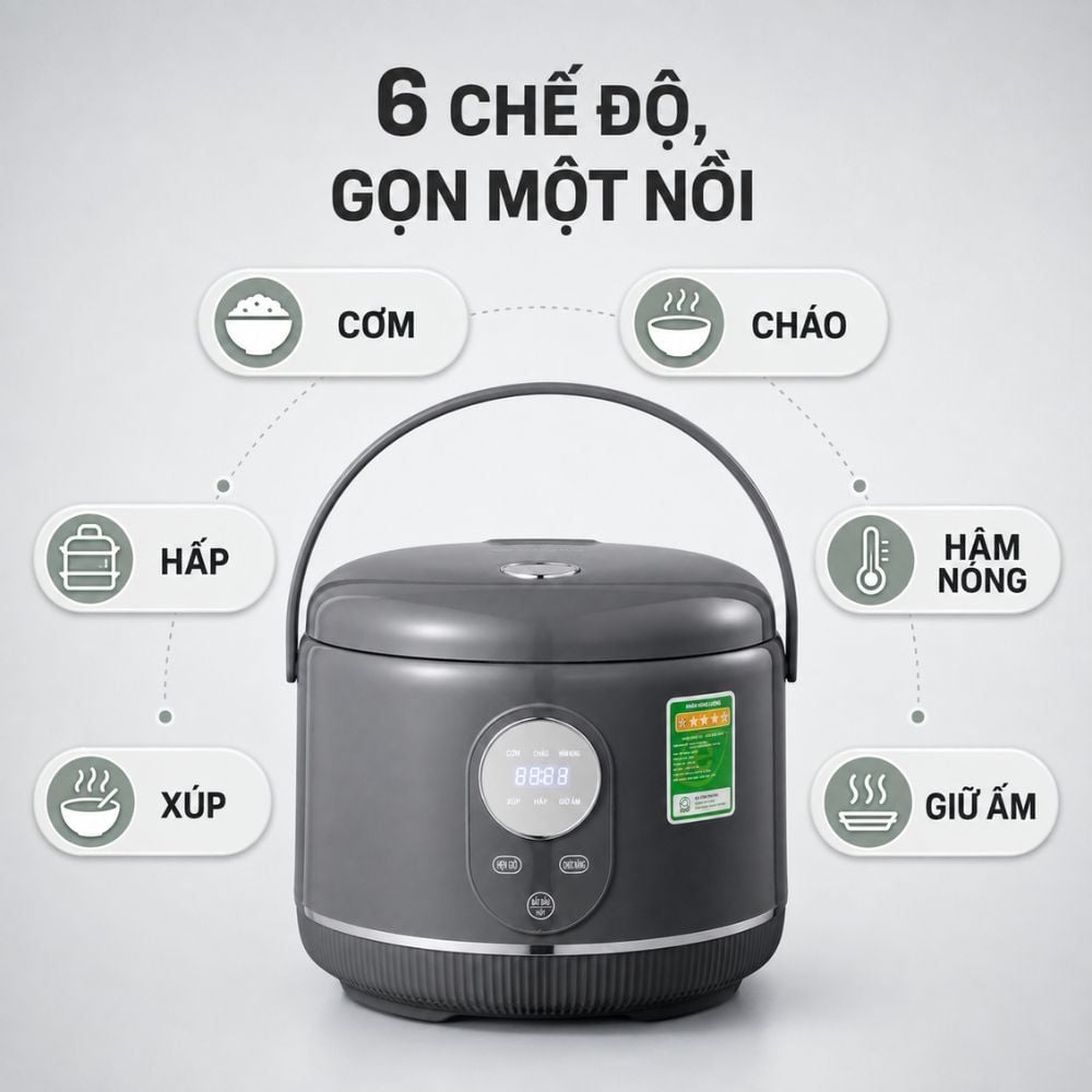 Hình ảnh chi tiết: Nồi cơm điện lòng inox 304 Mishio MK451 / MK452 (1,2 / 1,8L) không phủ chống dính