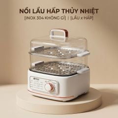 Nồi lẩu hấp thủy nhiệt Mishio MK382 khay hấp inox 304