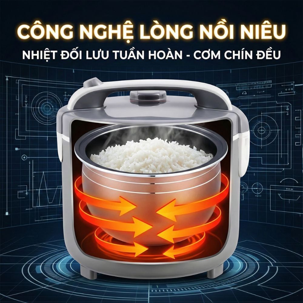 Nồi Cơm Điện Lòng Niêu Mishio MK410 – Dung tích 1 Lít 5