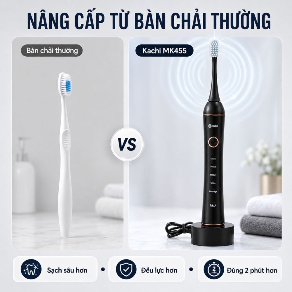 Bàn chải điện Kachi MK455 rung sóng âm dòng cao cấp