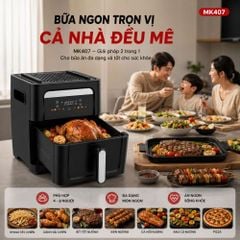 Nồi Chiên Không Dầu Kèm Vỉ Nướng 2-in-1 Mishio MK407: Nâng Tầm Món Ngon, Tiện Lợi Vượt Trội