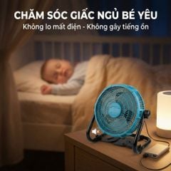 Quạt Để Bàn Tích Điện Kachi MK443 – Gió Turbo Mạnh Mẽ, Xoay 360 Độ, Thiết Kế Di Động Đa Năng