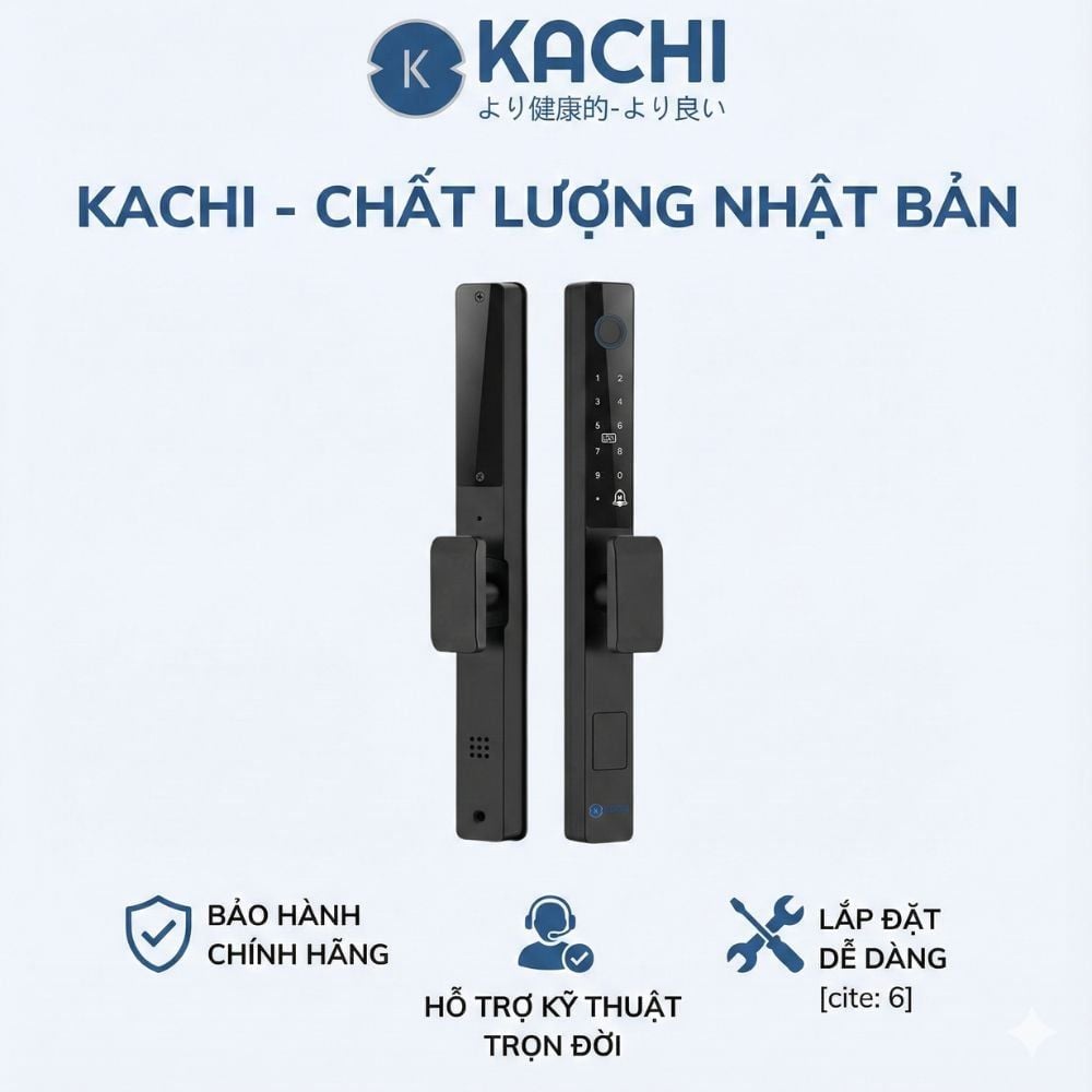 Khóa Thông Minh Kachi MK42 - Chuyên Dụng Cửa Nhôm Xingfa, Cửa Kính | Mở Khóa Qua App Tuya, Vân Tay, Thẻ Từ | Chống Nước IP65