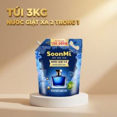 Nước Giặt Xả 2 Trong 1 Soonmi 3kg Đậm Đặc - Công Nghệ Hạt Lưu Hương Ngọc Trai Lên Tới 3 Tuần MK