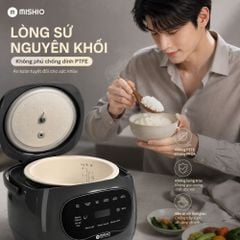 Nồi cơm điện lòng sứ dưỡng sinh 1.2L Mishio MK381