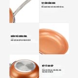  Chảo Chống Dính Đáy Từ Mishio (Size 20, 25, 30cm) MK430 MK431 MK432 - Chống Dính Gốm Cao Cấp, An Toàn Sức Khỏe, Dùng Cho Mọi Loại Bếp 