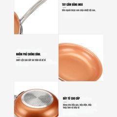 Chảo Chống Dính Đáy Từ Mishio (Size 20, 25, 30cm) MK430 MK431 MK432 - Chống Dính Gốm Cao Cấp, An Toàn Sức Khỏe, Dùng Cho Mọi Loại Bếp