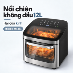 Nồi chiên không dầu Mishio MK474 12L - Cảm ứng, cửa kính quan sát