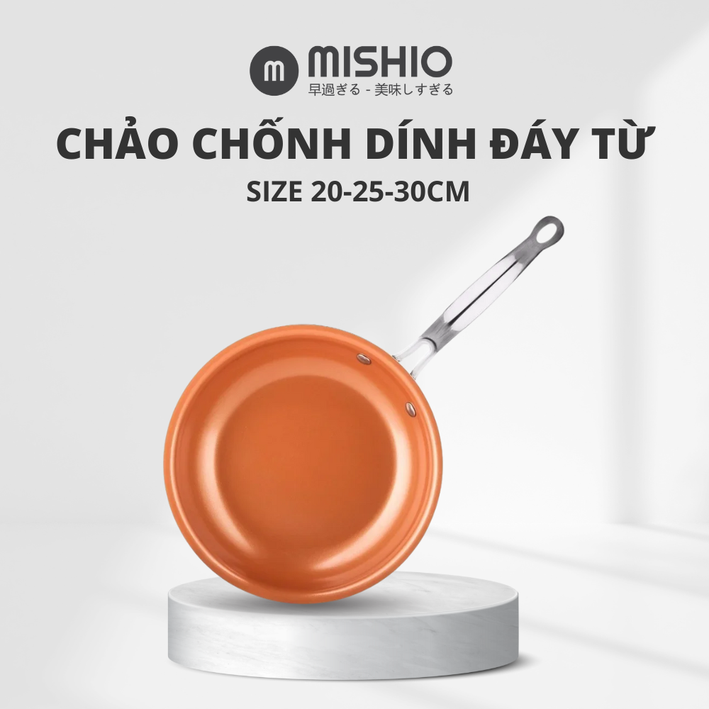 Chảo Chống Dính Đáy Từ Mishio (Size 20, 25, 30cm) MK430 MK431 MK432 - Chống Dính Gốm Cao Cấp, An Toàn Sức Khỏe, Dùng Cho Mọi Loại Bếp