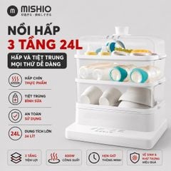 Nồi hấp hơi nước 3 tầng 24L Mishio MK384 800W