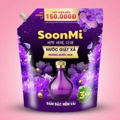 Nước Giặt Xả 2 Trong 1 Soonmi 3kg Đậm Đặc - Công Nghệ Hạt Lưu Hương Ngọc Trai Lên Tới 3 Tuần MK