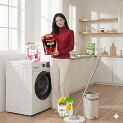 Combo Sạch thơm: Nước giặt + Nước xả + Nước lau sàn Tặng thêm nước rửa chén