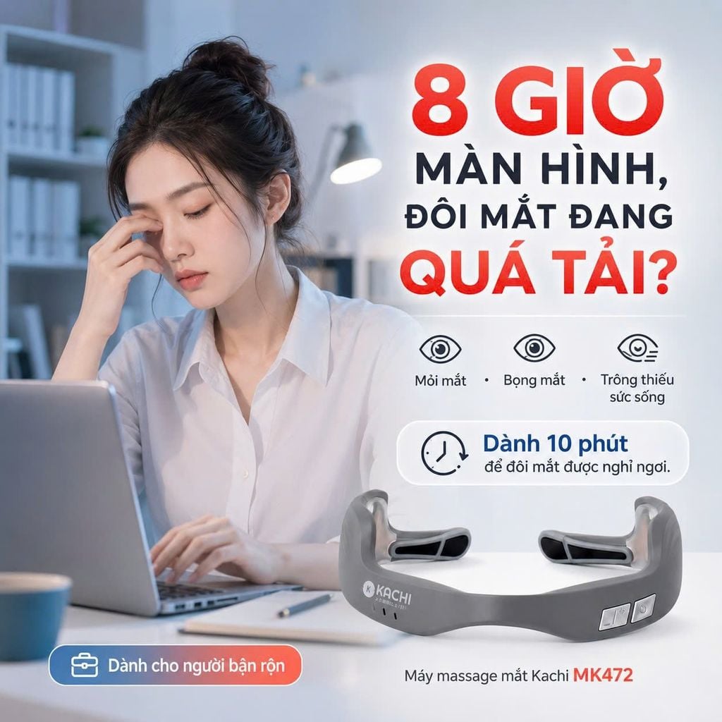 Máy Massage Mắt Kachi MK472: Giải Pháp Công Nghệ Đánh Bay Quầng Thâm và Ánh Sáng Đỏ Tăng Sinh Collagen