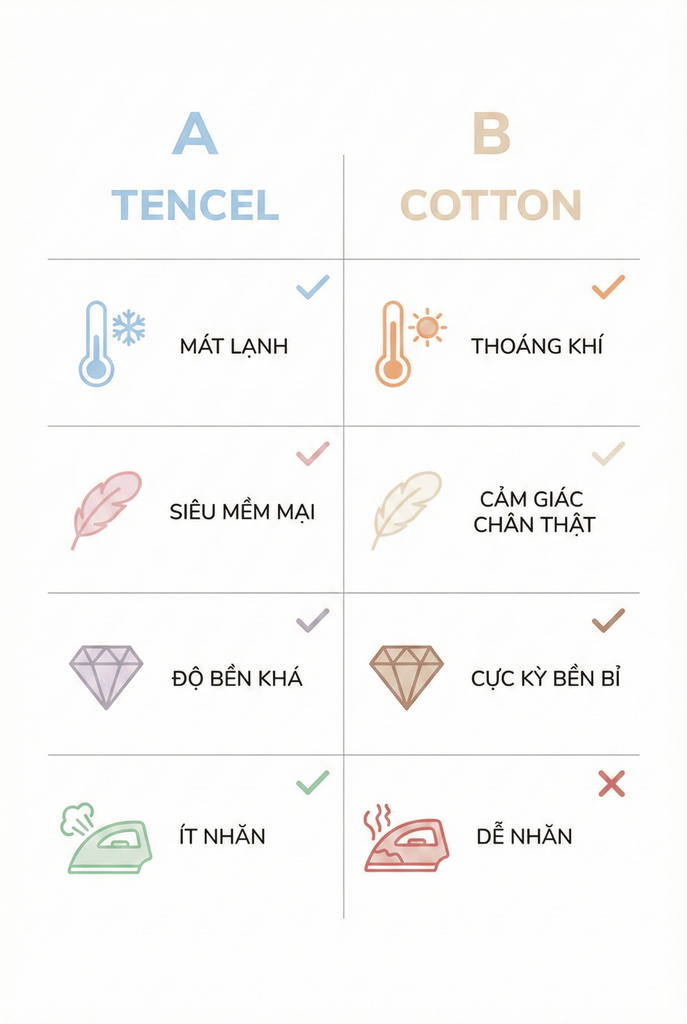 Bộ Drap Lụa Tencel 100% – Mát Lạnh, Mềm Mịn (Size 1m6/1m8 – Bọc Nệm Dày Tới 30cm) MK Kachi