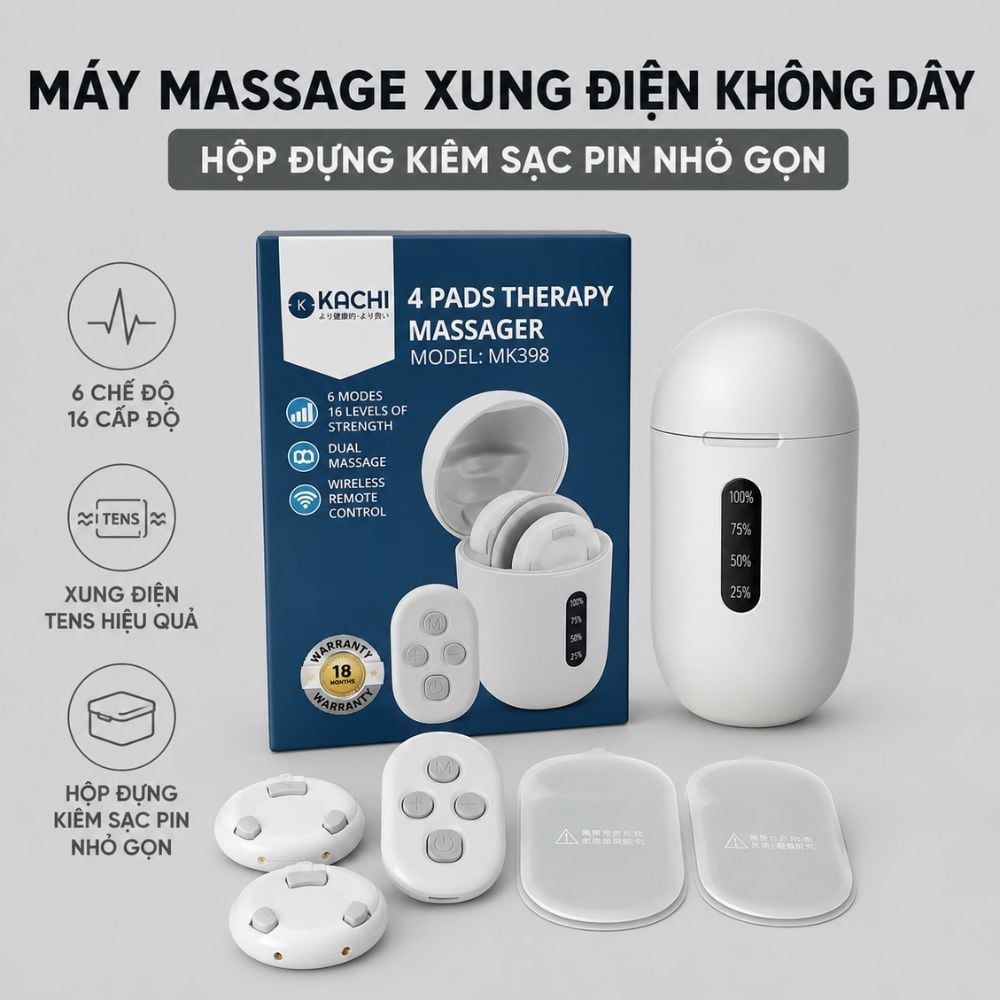 Máy Châm Cứu Xung Điện Không Dây Kachi MK398 – Giải Pháp Thư Giãn & Giảm Đau Hiệu Quả