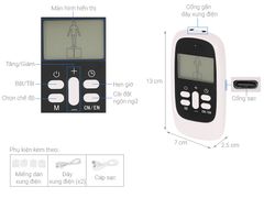 Máy Massage Xung Điện 4 Miếng Dán, 15 Mức Cường Độ, 8 Chế Độ, Giảm Đau Nhức, Tăng Cường Tuần Hoàn Máu Kachi MK46