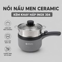 Nồi nấu đa năng Mishio MK321 |  Dung tích 1.5L kèm xửng hấp inox 304