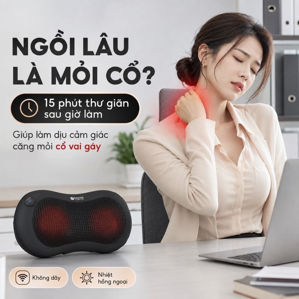 Gối massage không dây Kachi dòng cao cấp MK343 - New