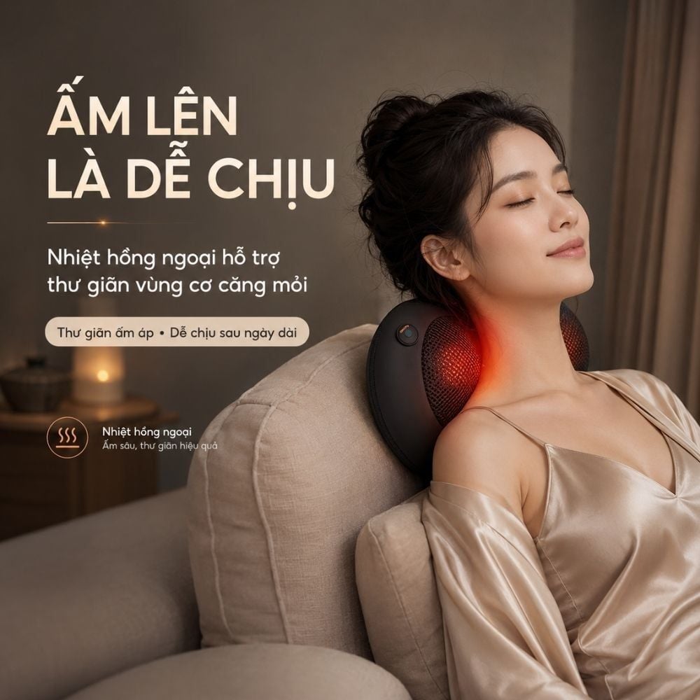 Gối massage không dây Kachi dòng cao cấp MK343 - New